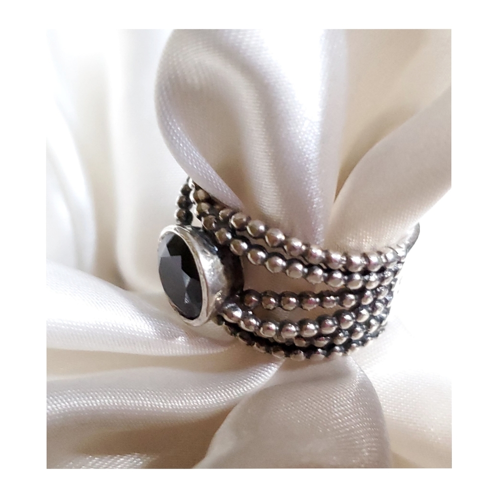 Vtg Didae Shablool Israel Onyx Sterling Silver Wide Band Ring Sz 8  HTF - Picture 7 of 13